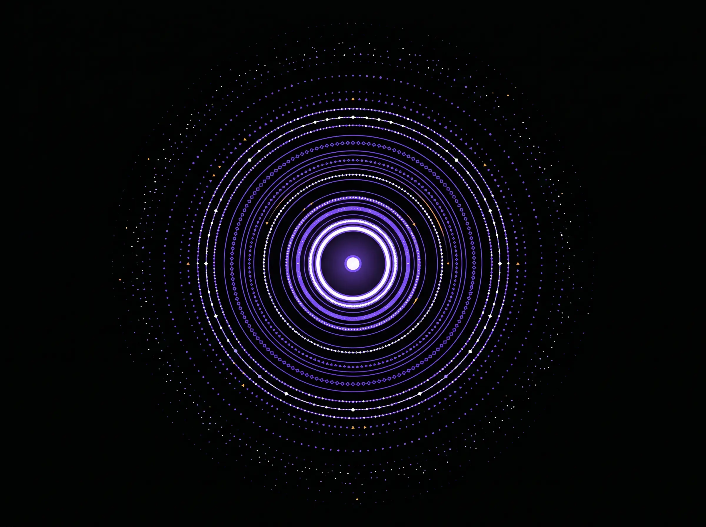 Abstract particle visualization of an AI engine selecting a brand to cite among many sources