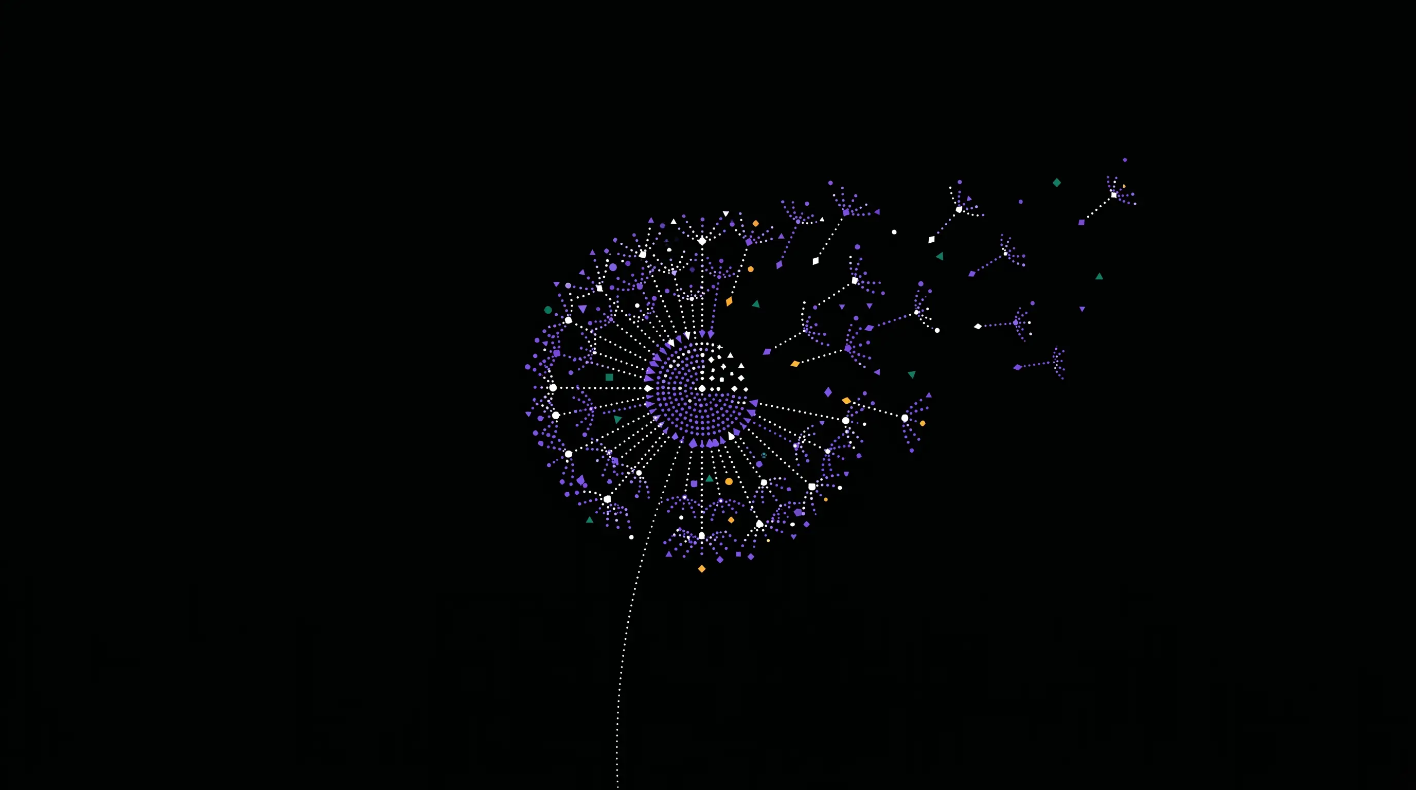 Abstract particle visualization of Google synthesizing an AI Overview from multiple source pages